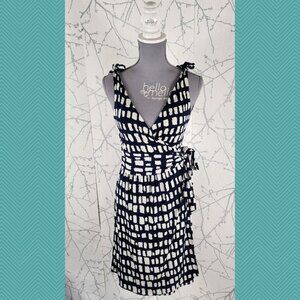 Girl Friday Navy Mosaic Printed Wrap Dress